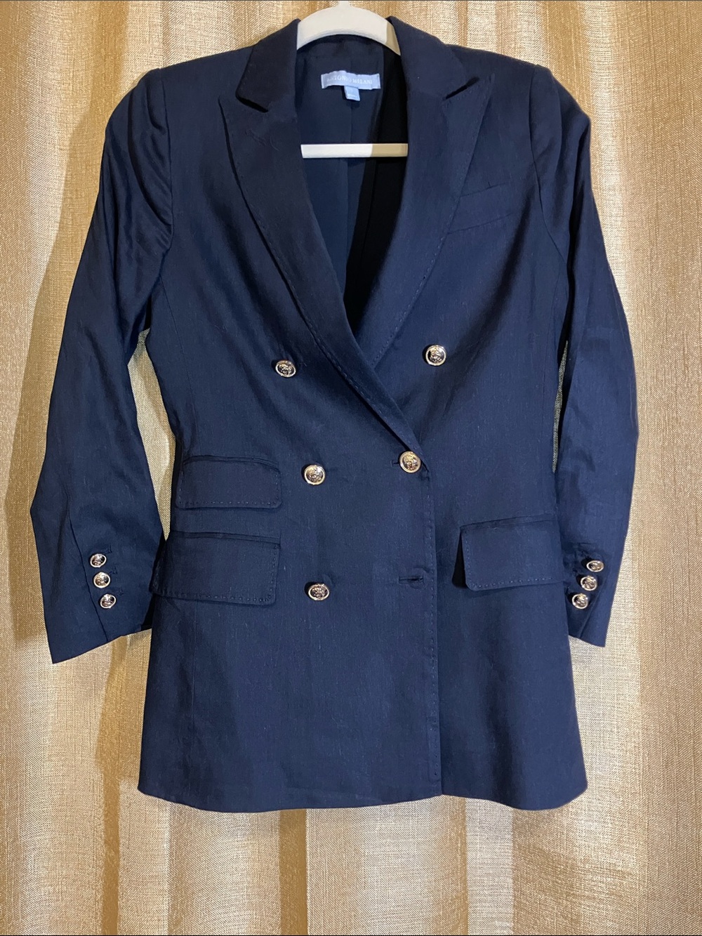 ANTONIO MELANI Navy Double-Breasted Blazer with Gold Buttons